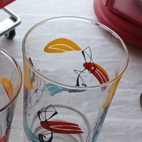 Vintage, Retro, 50s French style, small Glasses duo,  Abstract Atomic pattern - Picture 13 of 16